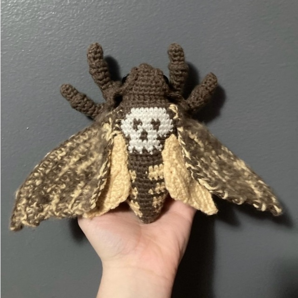 Small Crochet Death's Head Hawkmoth plush!